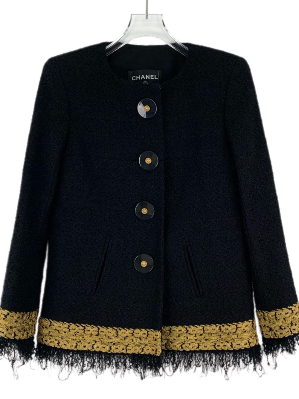 Chanel Metropolis Collection Black Jacket with Gold-Plated Embroidery
